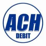 Ach debit logo with blue lettering on a white background